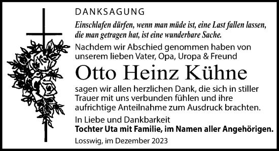 Traueranzeige von Otto Heinz Kühne von Torgauer Zeitung