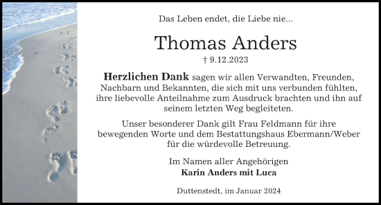 Traueranzeige von Thomas Anders von Peiner Allgemeine Zeitung