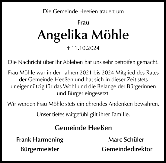 Traueranzeige von Angelika Möhle von Schaumburger Nachrichten und Schaumburger Zeitung/ Landes-Zeitung