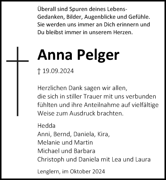 Traueranzeige von Anna Pelger von Göttinger Tageblatt