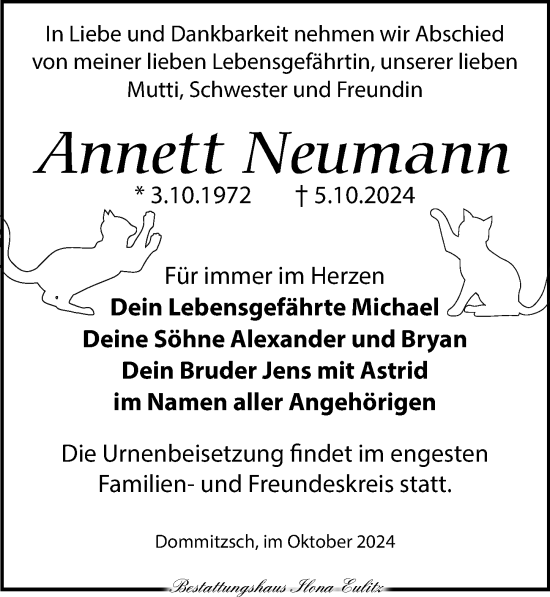 Traueranzeige von Annett Neumann von Torgauer Zeitung