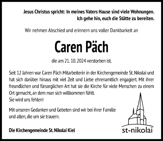 Traueranzeige von Caren Päch von Kieler Nachrichten