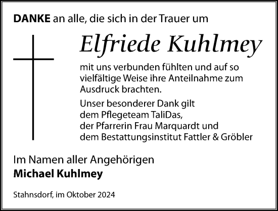 Traueranzeige von Elfriede Kuhlmey von Märkischen Allgemeine Zeitung