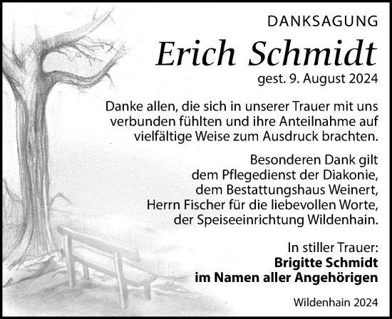 Traueranzeige von Erich Schmidt von Torgauer Zeitung