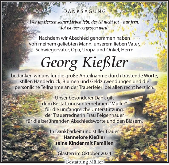 Traueranzeige von Georg Kießler von Leipziger Volkszeitung