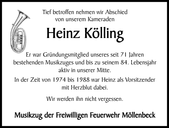 Traueranzeige von Heinz Kölling von Schaumburger Nachrichten und Schaumburger Zeitung/ Landes-Zeitung