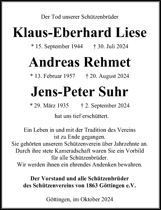 Traueranzeige von Klaus-Eberhard Liese von Göttinger Tageblatt