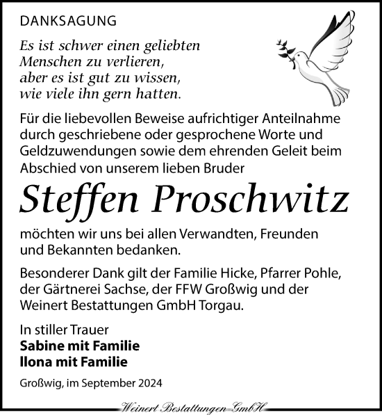 Traueranzeige von Steffen Proschwitz von Torgauer Zeitung