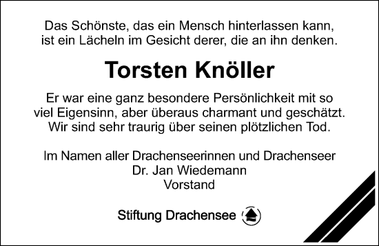 Traueranzeige von Torsten Knöller von Kieler Nachrichten