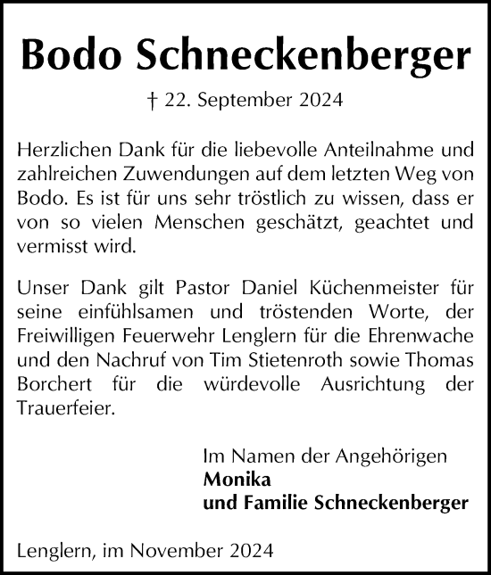 Traueranzeige von Bodo Schneckenberger von Göttinger Tageblatt