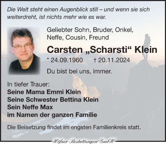 Traueranzeige von Carsten Klein von Torgauer Zeitung