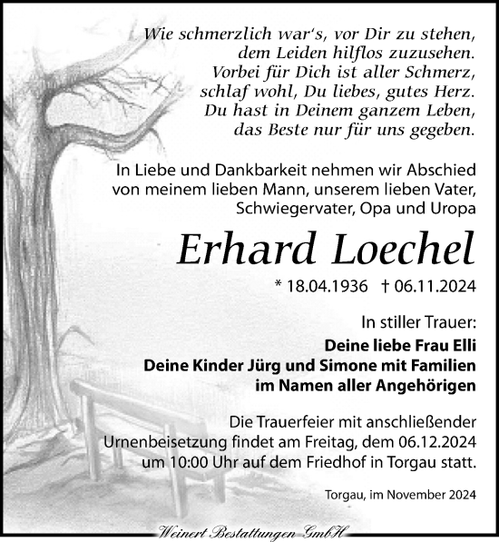 Traueranzeige von Erhard Loechel von Torgauer Zeitung