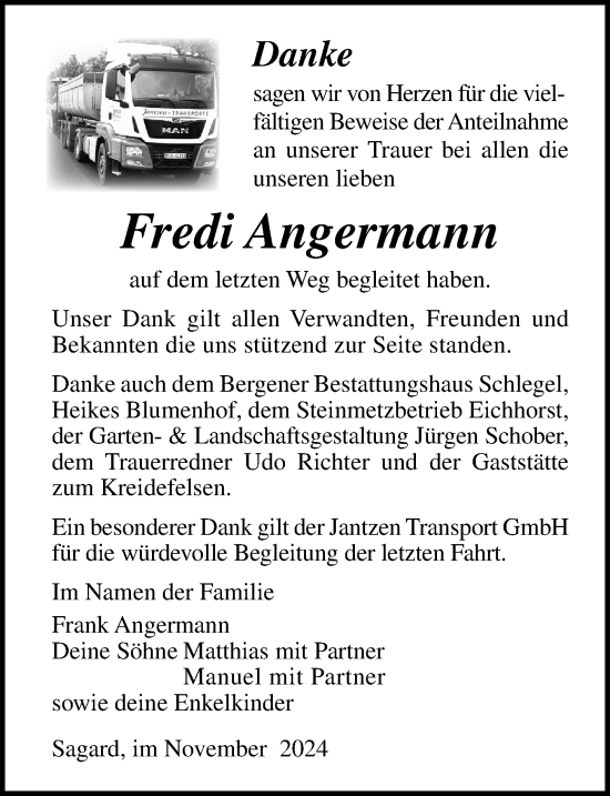 Traueranzeige von Fredi Angermann von Ostsee-Zeitung GmbH