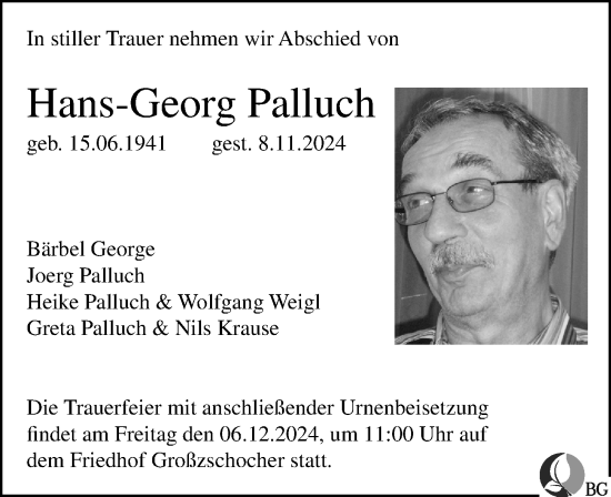 Traueranzeige von Hans-Georg Palluch von Leipziger Volkszeitung