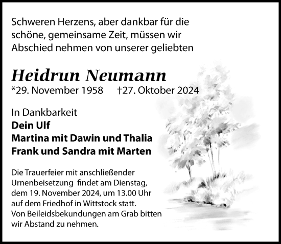 Traueranzeige von Heidrun Neumann