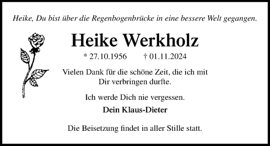 Traueranzeige von Heike Werkholz von Lübecker Nachrichten