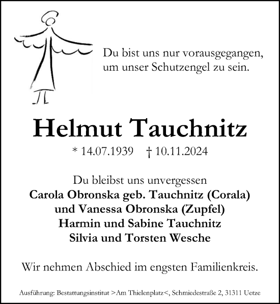 Traueranzeige von Helmut Tauchnitz von Peiner Allgemeine Zeitung