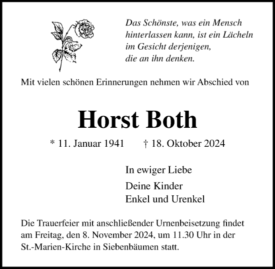 Traueranzeige von Horst Both von Lübecker Nachrichten