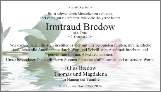 Traueranzeige von Irmtraud Bredow von Schaumburger Nachrichten und Schaumburger Zeitung/ Landes-Zeitung