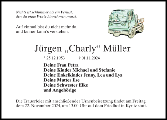 Traueranzeige von Jürgen Müller von Wochenspiegel