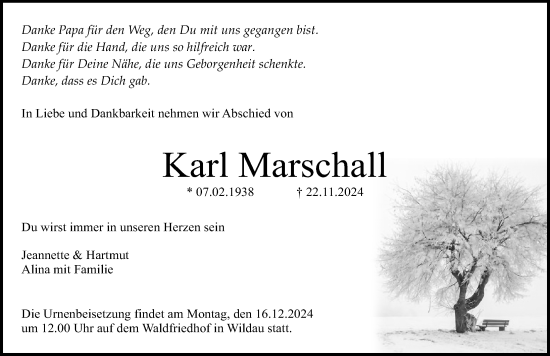 Traueranzeige von Karl Marschall von Märkischen Allgemeine Zeitung