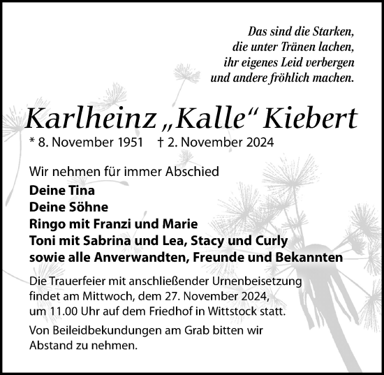 Traueranzeige von Karlheinz Kiebert