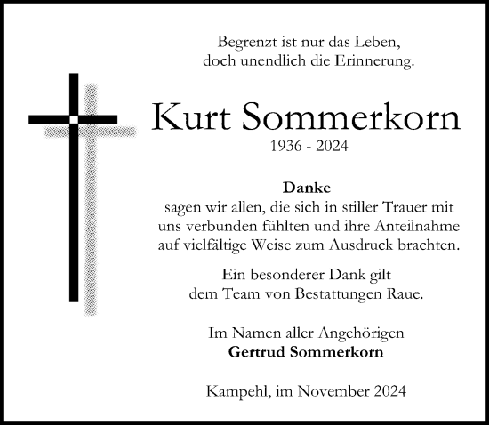 Traueranzeige von Kurt Sommerkorn