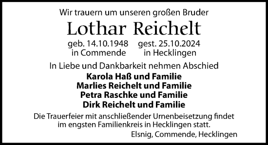 Traueranzeige von Lothar Reichelt von Torgauer Zeitung