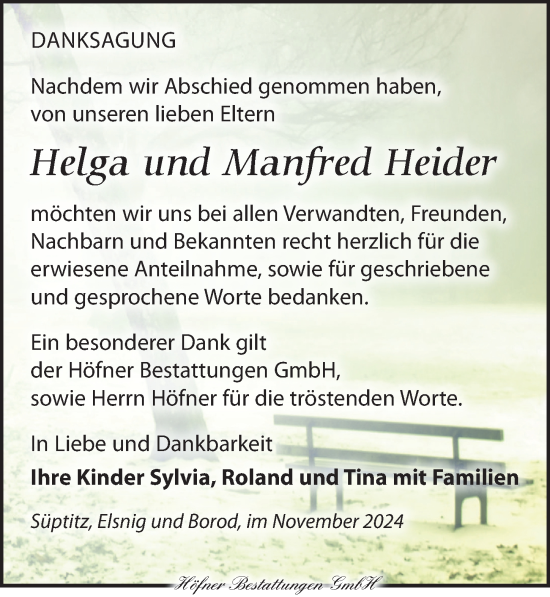 Traueranzeige von Manfred Heider von Torgauer Zeitung