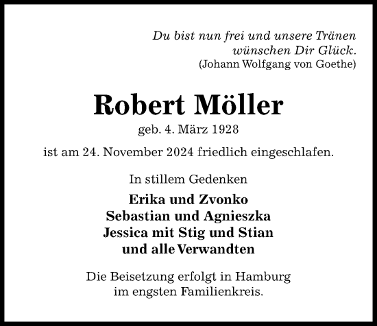 Traueranzeige von Robert Möller von Kieler Nachrichten