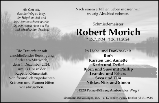 Traueranzeige von Robert Morich von Peiner Allgemeine Zeitung