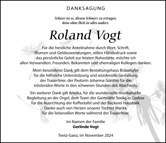 Traueranzeige von Roland Vogt