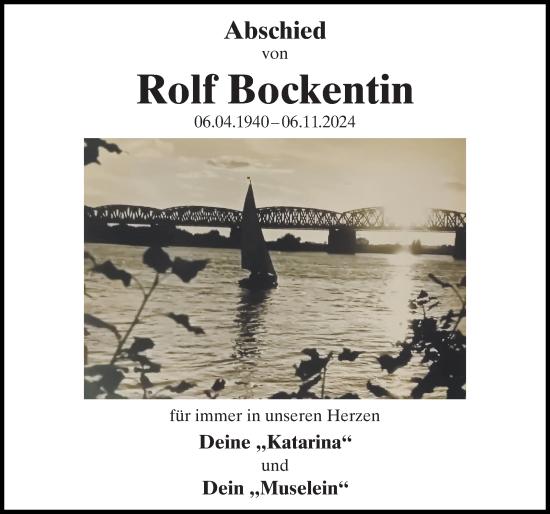 Traueranzeige von Rolf Bockentin von Märkischen Allgemeine Zeitung