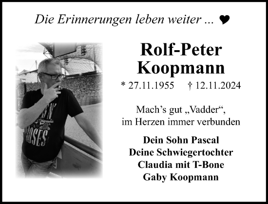 Traueranzeige von Rolf-Peter Koopmann von Schaumburger Nachrichten