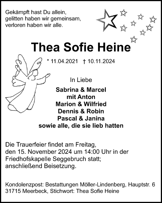 Traueranzeige von Thea Sofie Heine von Schaumburger Nachrichten