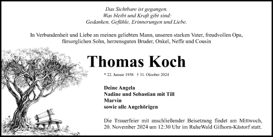 Traueranzeige von Thomas Koch von Aller Zeitung