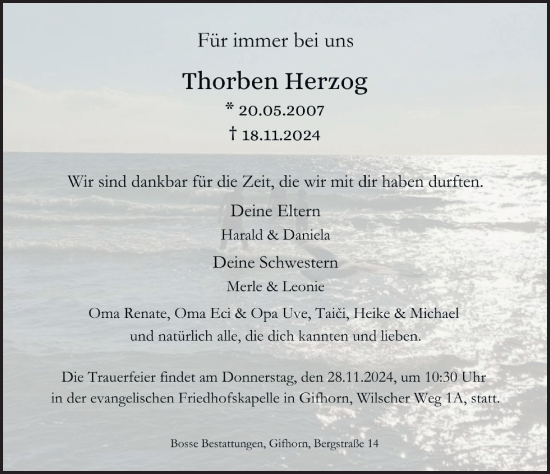 Traueranzeige von Thorben Herzog von Aller Zeitung