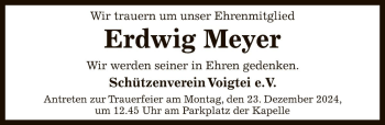 Traueranzeige von Erdwig Meyer von Die Harke