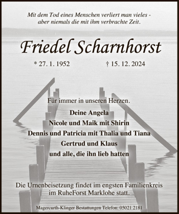 Traueranzeige von Friedel Scharnhorst von Die Harke