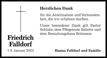 Traueranzeige von Friedrich Falldorf von Die Harke