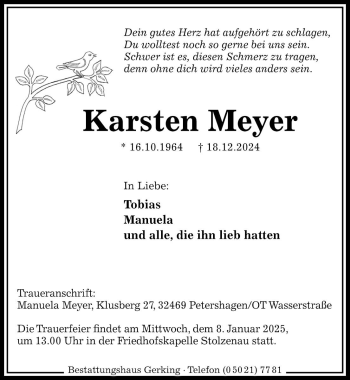 Traueranzeige von Karsten Meyer von Die Harke