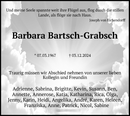 Traueranzeige von Barbara Bartsch-Grabsch von Peiner Allgemeine Zeitung