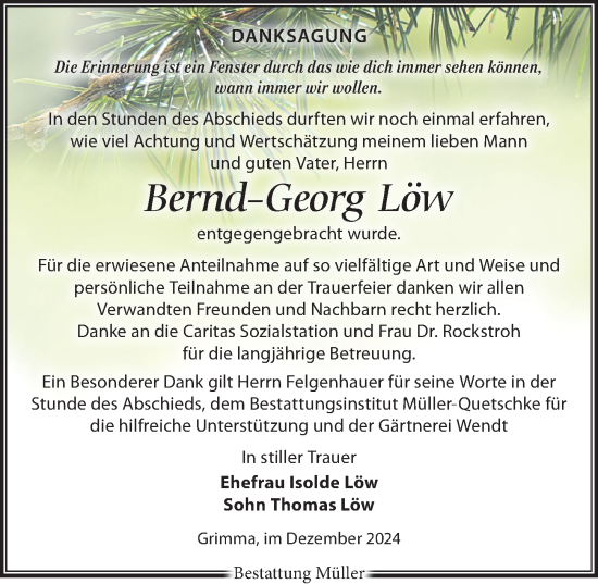 Traueranzeige von Bernd-Georg Löw von Leipziger Volkszeitung