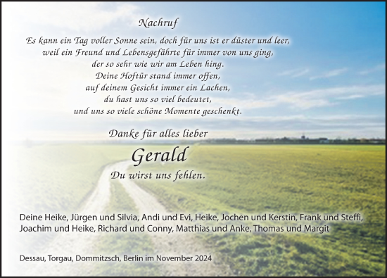 Traueranzeige von Gerald  von Torgauer Zeitung