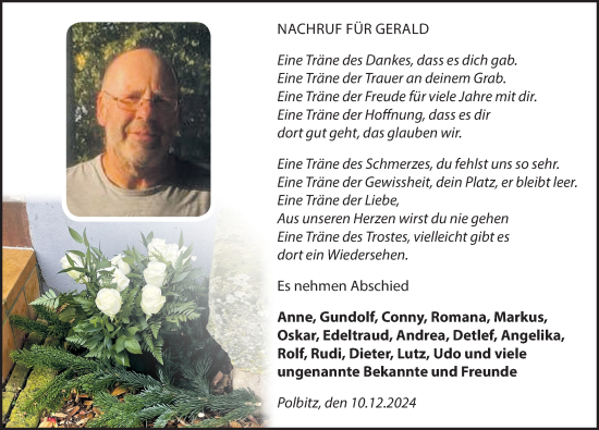 Traueranzeige von Gerald  von Torgauer Zeitung