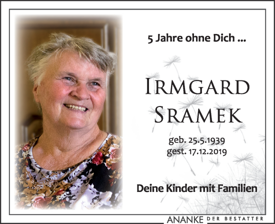 Traueranzeige von Irmgard Sramek von Leipziger Volkszeitung