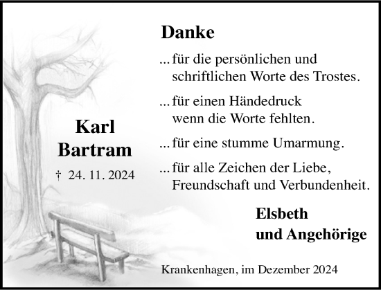 Traueranzeige von Karl Bartram von Schaumburger Nachrichten und Schaumburger Zeitung/ Landes-Zeitung