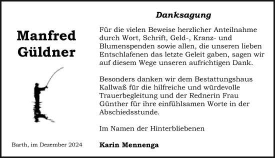 Traueranzeige von Manfred Güldner von Ostsee-Zeitung GmbH