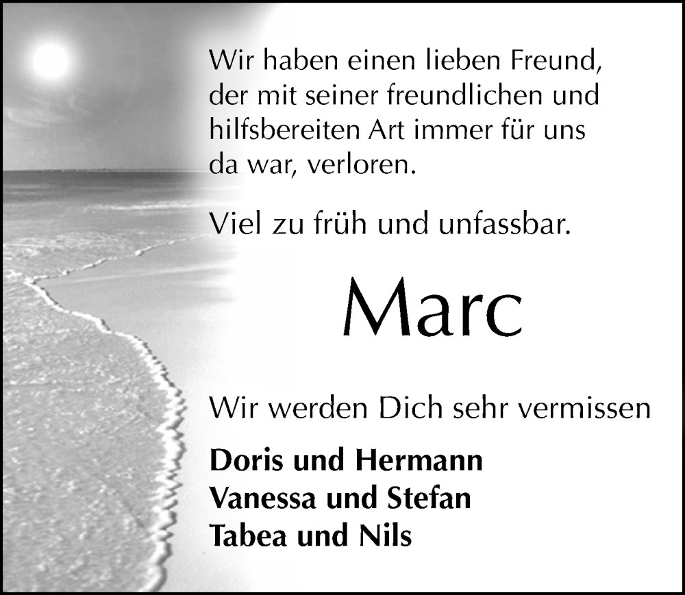  Traueranzeige für Marc Suchfort vom 14.12.2024 aus Göttinger Tageblatt