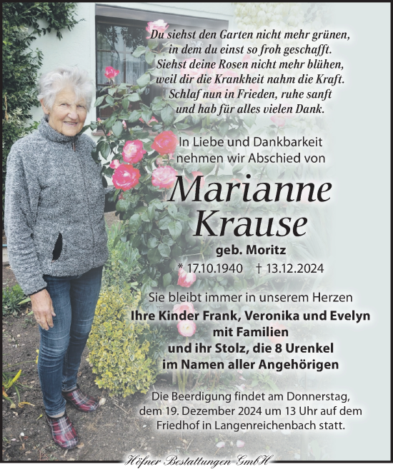 Traueranzeige von Marianne Krause von Torgauer Zeitung